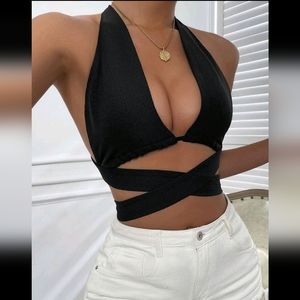 Crisscross Tie Back Wide Strap Top